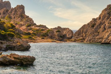 Yunanistan 'da Loutraki' de Sterna Plajı. 