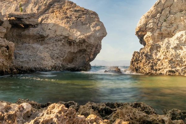 Пляж Стерна Лутраки Греции Длительное Воздействие — стоковое фото