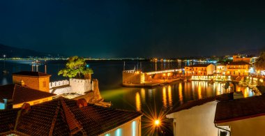 Nafpaktos famous touristic port from the top. clipart