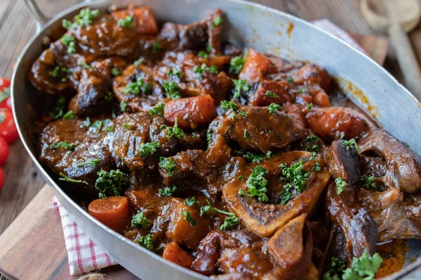 Osso Bucco Osso Buco Braised Beef Shanks Old Fashioned Roasting — Stock Photo, Image