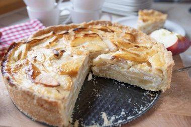 Delicious german apple cake with sour cream fresh and homemade baked