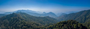 Aerial panorama view of rolling hill mountain from 1715 view point at Doi Phu Kha National Park, Nan province Thailand