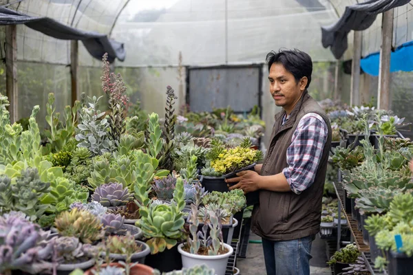 Asyalı Bahçıvan Süs Bahçesi Boş Zaman Hobisi Için Sağlıklı Bir — Stok fotoğraf