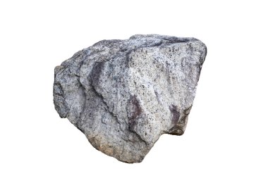 Doğal tek sert, katı gri taş bahçe ve peyzaj tasarımı amacı için beyaz arkaplanda izole edilmiş.