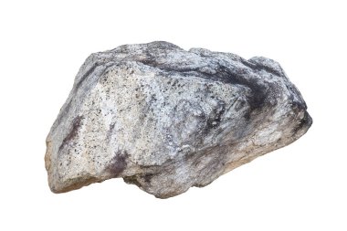 Doğal tek sert, katı gri taş bahçe ve peyzaj tasarımı amacı için beyaz arkaplanda izole edilmiş.