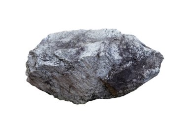 Doğal tek sert, katı gri taş bahçe ve manzara tasarımı nesneleri için beyaz arkaplanda izole edilmiş.