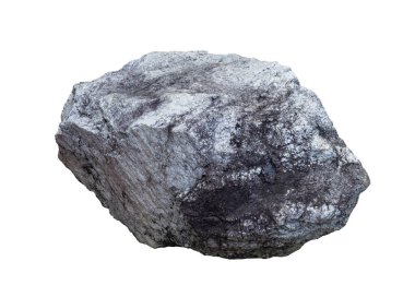 Doğal tek sert, katı gri taş bahçe ve manzara tasarımı nesneleri için beyaz arkaplanda izole edilmiş.