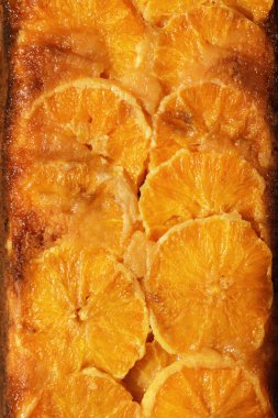 Close up of orange cake. Full frame shot