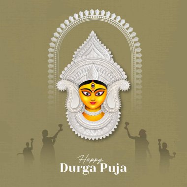 Durga Puja Yaratıcı Sancak Tasarımı Mutlu Durga Yüzlü Hindistan Festivali