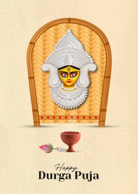 Durga Puja Yaratıcı Sancak Tasarımı Mutlu Durga Yüzlü Hindistan Festivali