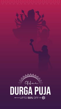 Tanrıça Maa Durga Face in Happy Durga Puja, Dussehra, and Navratri Celebrelebration Concept for Web Banner, Poster, Social Media Post, and Flyer Advertising