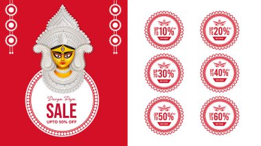 Durga Puja Sale Banner for Festival offer, Discount, Sales Tags Creative Design clipart