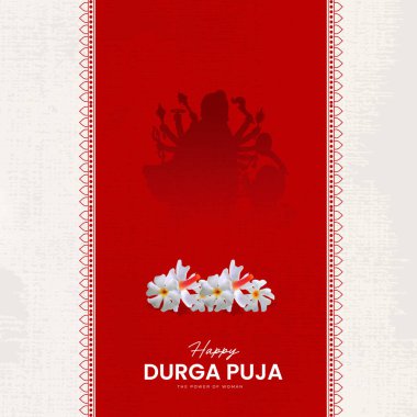 Goddess Maa Durga Face in Happy Durga Puja, Dussehra, and Navratri Celebration Concept for Web Banner, Poster, Social Media Post, and Flyer Advertising clipart