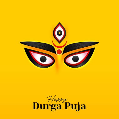 Durga Face in Happy Durga Puja, Dussehra, and Navratri Celebration Concept for Web Banner, Poster, Social Media Post, and Flyer Advertising