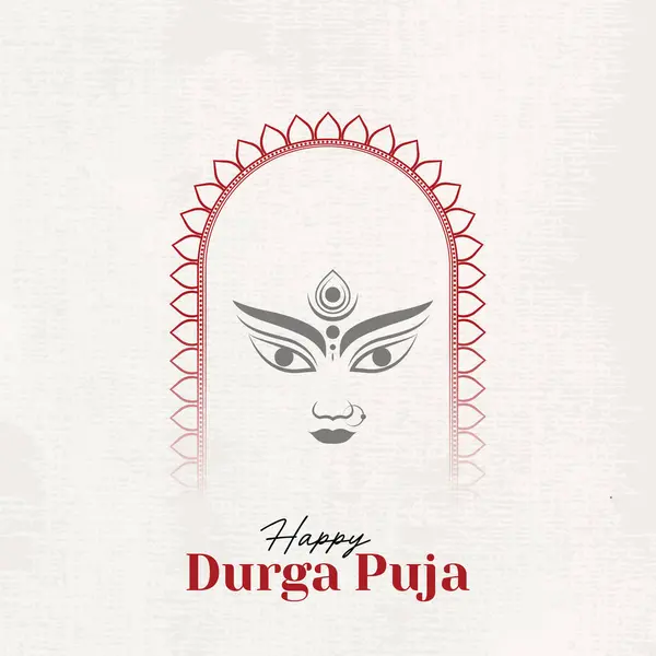 Puja Durga Feliz Ilustraciones Cara Durga Navratri Feliz Dussehra — Vector de stock