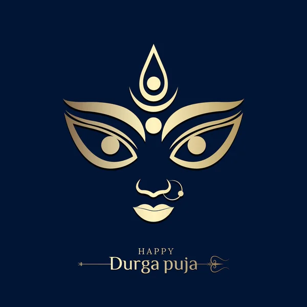 Durga Cara Ilustración Para Festival Puja Durga — Vector de stock