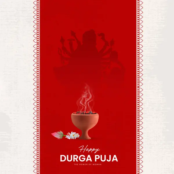 Cara Diosa Maa Durga Happy Durga Puja Dussehra Navratri Concepto — Vector de stock