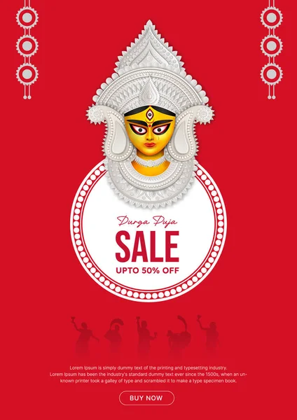 Bannière Vente Puja Durga Pour Offre Festival Remise Ventes Tags — Image vectorielle