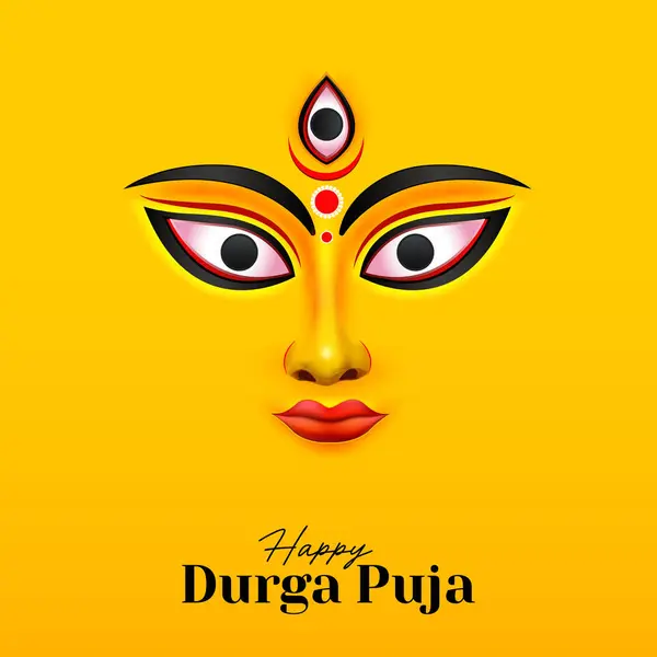 Durga Face Happy Durga Puja Dussehra Navratri Celebration Concept Web — Stock Vector