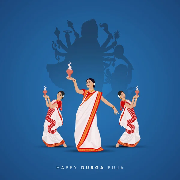 Cara Durga Happy Durga Puja Dussehra Navratri Concepto Celebración Para — Vector de stock