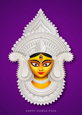 Durga Puja Yaratıcı Sancak Tasarımı Mutlu Durga Yüzlü Hindistan Festivali