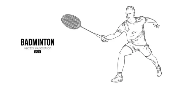 Abstrakcyjna Sylwetka Badmintona Białym Tle Badminton Uderza Wahadłowiec Ilustracja Wektora — Wektor stockowy