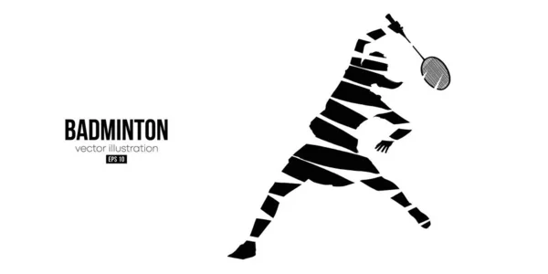 Abstrakcyjna Sylwetka Badmintona Białym Tle Kobieta Badmintona Uderza Wahadłowiec Ilustracja — Wektor stockowy