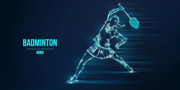 Silhouette Abstraite Joueur Badminton Sur Fond Bleu Joueuse Badminton Frappe — Image vectorielle