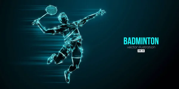 Silhouette Abstraite Joueur Badminton Sur Fond Noir Joueur Badminton Frappe — Image vectorielle