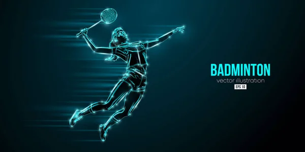 Silhouette Abstraite Joueur Badminton Sur Fond Noir Joueuse Badminton Frappe — Image vectorielle