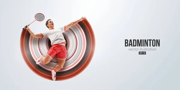 Silhouette Réaliste Joueur Badminton Sur Fond Blanc Joueur Badminton Frappe — Image vectorielle