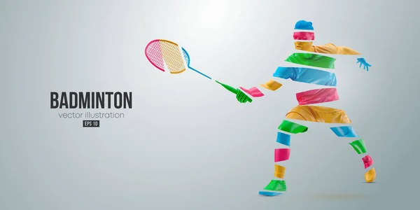 Abstrakte Silhouette Eines Badmintonspielers Auf Weißem Hintergrund Der Badmintonspieler Trifft — Stockvektor