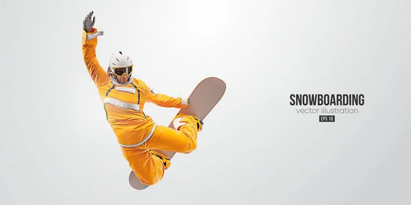 Realistische Silhouette Eines Snowboards Auf Weißem Hintergrund Der Snowboarder Macht — Stockvektor