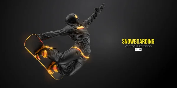 Siyah Arka Planda Soyut Bir Snowboard Silueti Snowboardcu Bir Numara — Stok Vektör