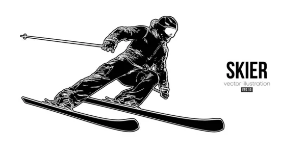 Silhueta Abstrata Esqui Fundo Branco Esquiador Fazer Truque Esculpir Ilustração — Vetor de Stock