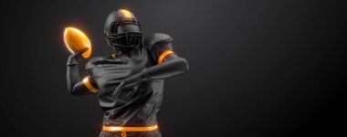 Abstract silhouette of a NFL american football player man in action isolated black background. clipart