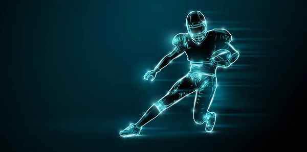 Abstract Silhouette Nfl American Football Player Man Action Isolated Black — Stockfoto