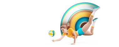 Realistic silhouette of a volleyball player on white background. Volleyball player woman hits the ball.