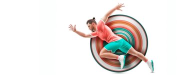 Realistic silhouette of a running athlete on white background. Runner man are running sprint or marathon. illustration