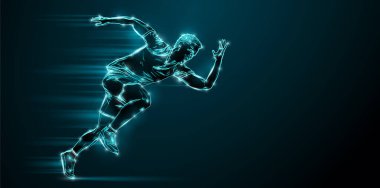 Abstract silhouette of a running athlete on black background. Runner man are running sprint or marathon. illustration