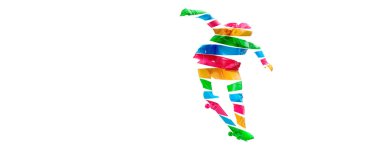 Abstract silhouette of a skateboarder on white background. The skateboarder man is doing a trick. Street skateboarding.