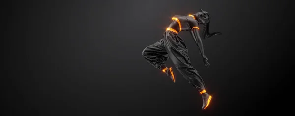 Абстрактный Силуэт Молодой Танцовщицы Хип Хопа Отрывающей Танцующую Женщину Черном — стоковое фото