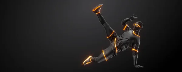 若いヒップホップダンサーの抽象的なシルエット 黒を背景に孤立したブレイクダンスの男 3Dレンダリング図 — ストック写真