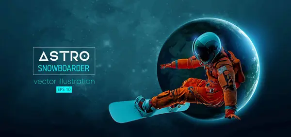Absztrakt Sziluett Egy Snowboardozás Űrben Akció Föld Mars Bolygók Háttérben Jogdíjmentes Stock Vektorok