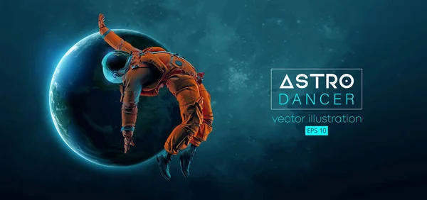 Absztrakt Sziluettje Egy Fiatal Hip Hop Táncosnak Féktánc Űrhajósnak Földnek Stock Illusztrációk
