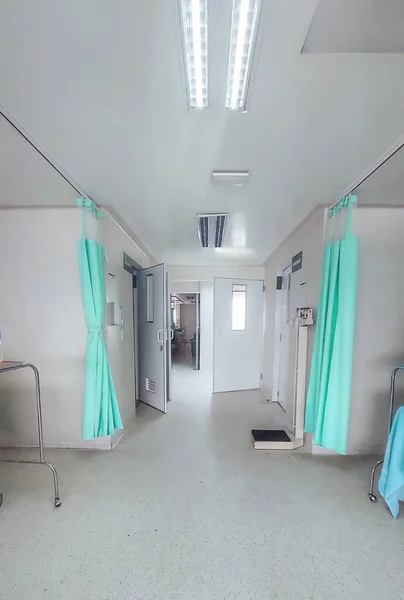 Interior Quarto Hospital Com Vista Para Camas — Fotografia de Stock