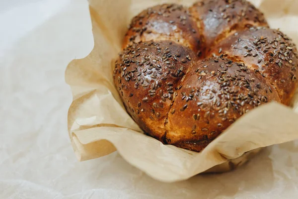 Jest Smaczny Pieczony Chleb Wygląda Smakowicie Jest Opakowaniu Chlebie — Zdjęcie stockowe