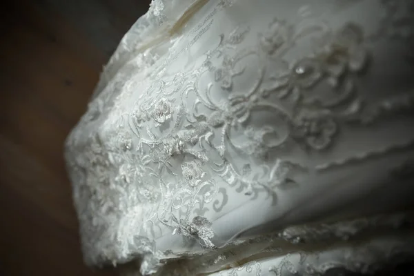 Menyasszonyi Ruha Hímzett Virágok Textúra — Stock Fotó