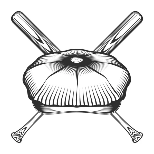 Flache Mütze Mit Baseballschläger Club Emblem Design Elemente Vorlage Vintage — Stockvektor