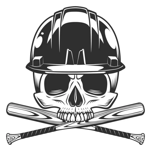 Metade Crânio Construção Capacete Chapéu Duro Com Baseball Bat Clube —  Vetores de Stock